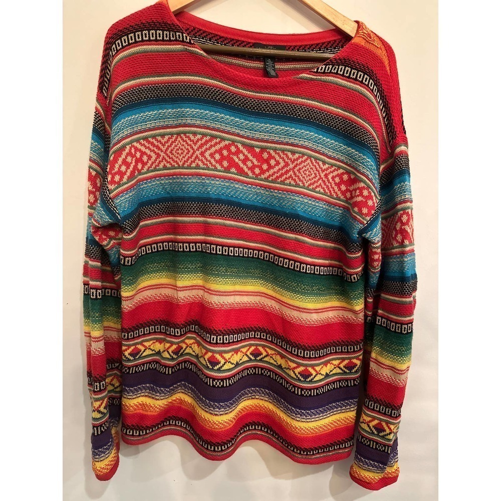 LRL Lauren Jean Co. Striped Southwestern Knit Sweater – Size XL - Picture 4 of 10